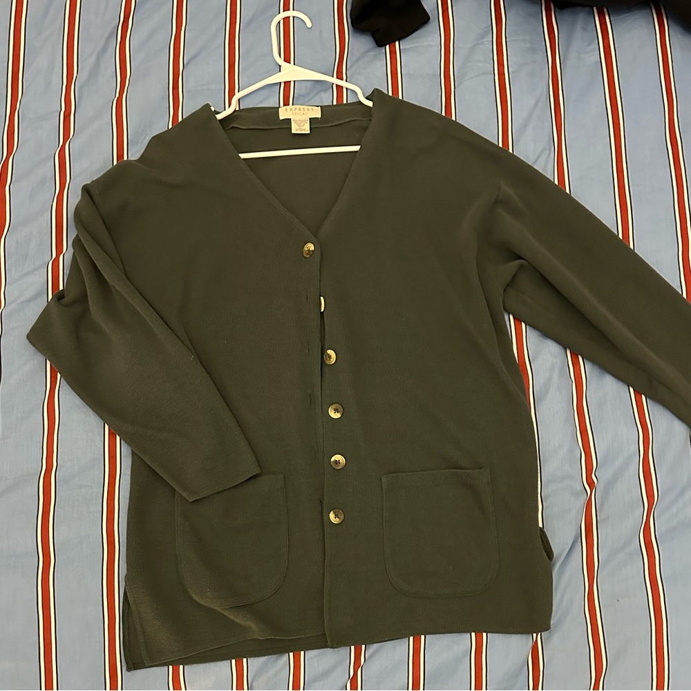 dark green cardigan